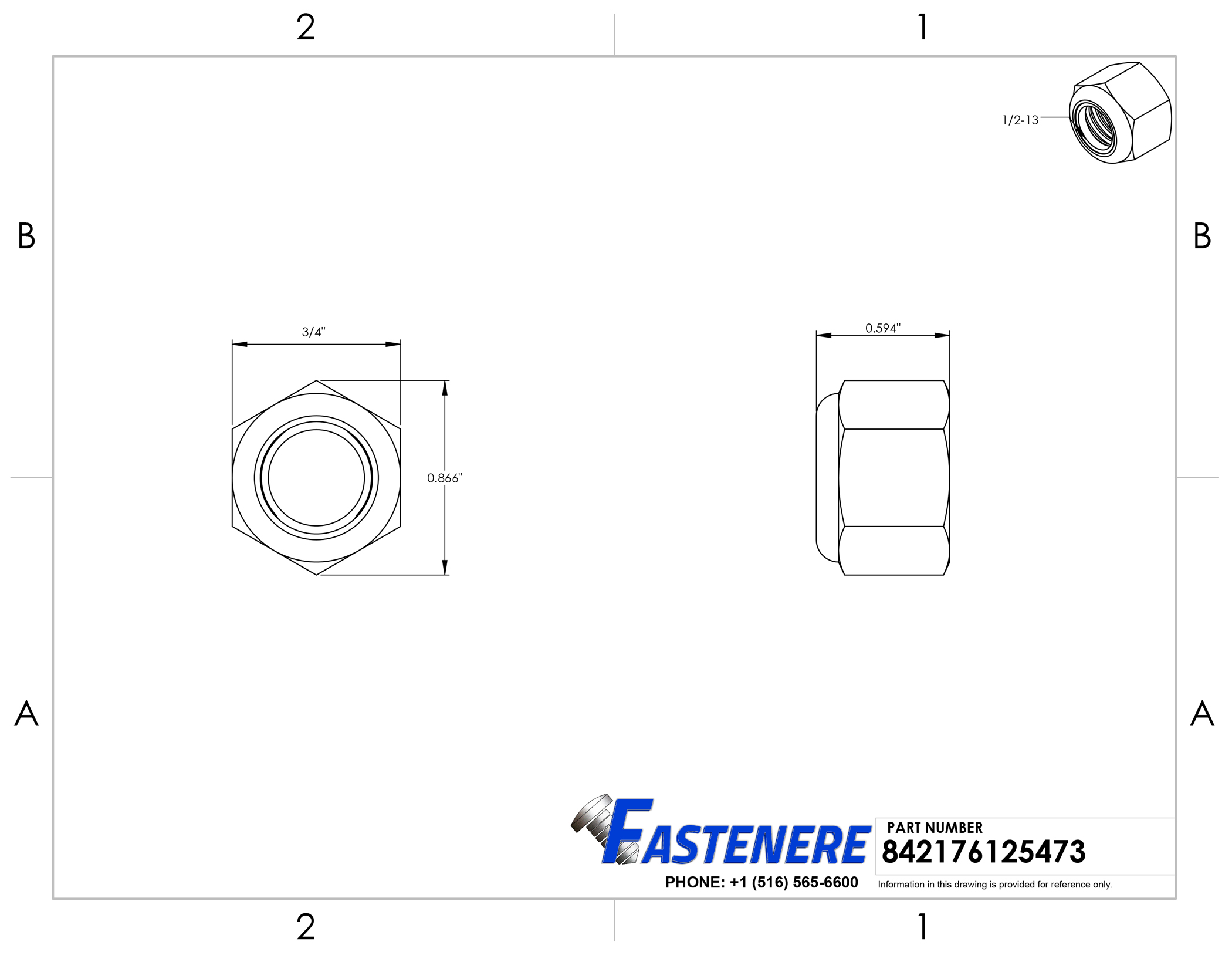 Box Qty 200 1/2-13 NE Nylon Insert Hex Lock Nut 3 16 Stainless Steel BC-50NS316 by Korpek 