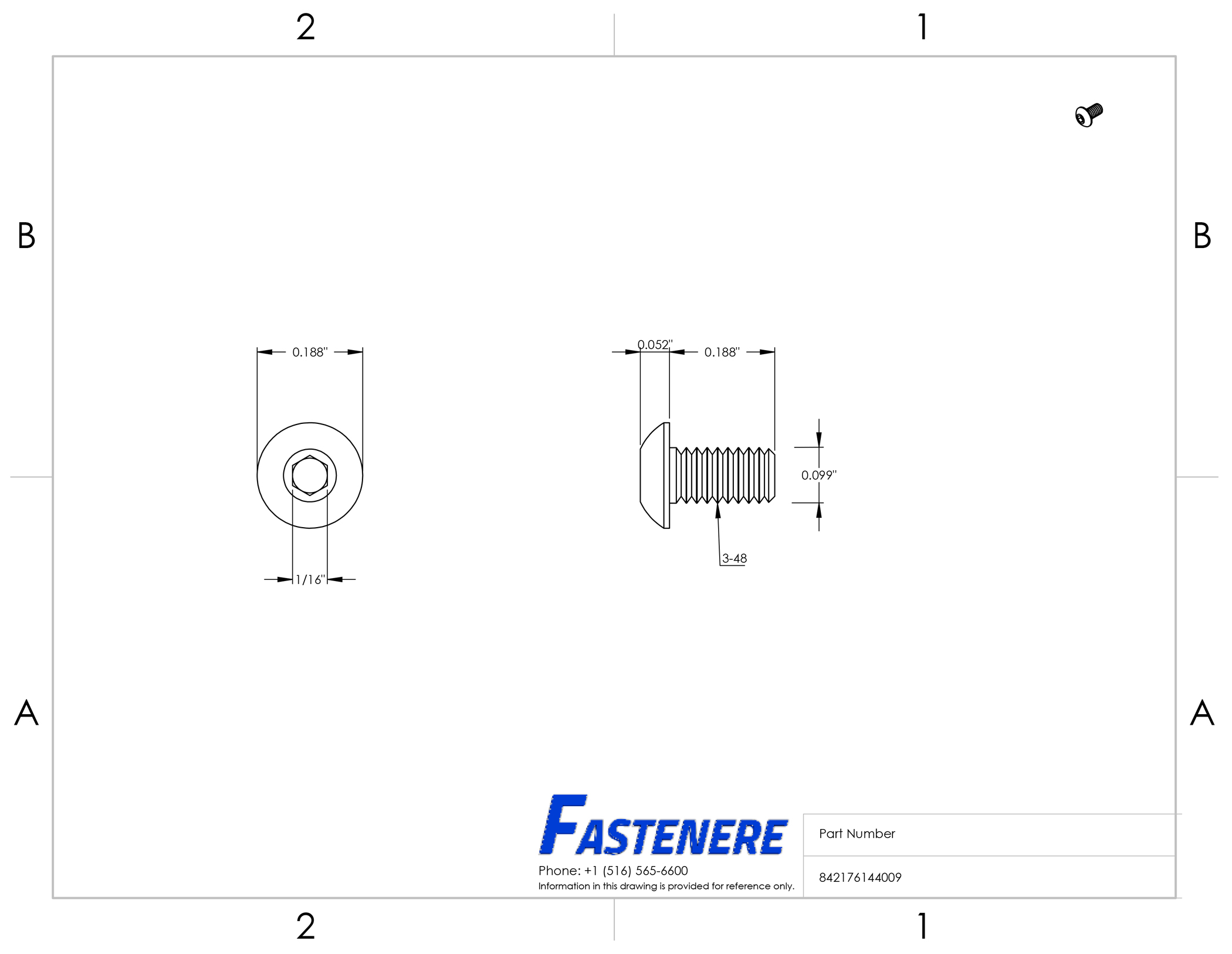 Stainless Steel Button Socket Head Screw #3-48 x 3/16" QTY 100 