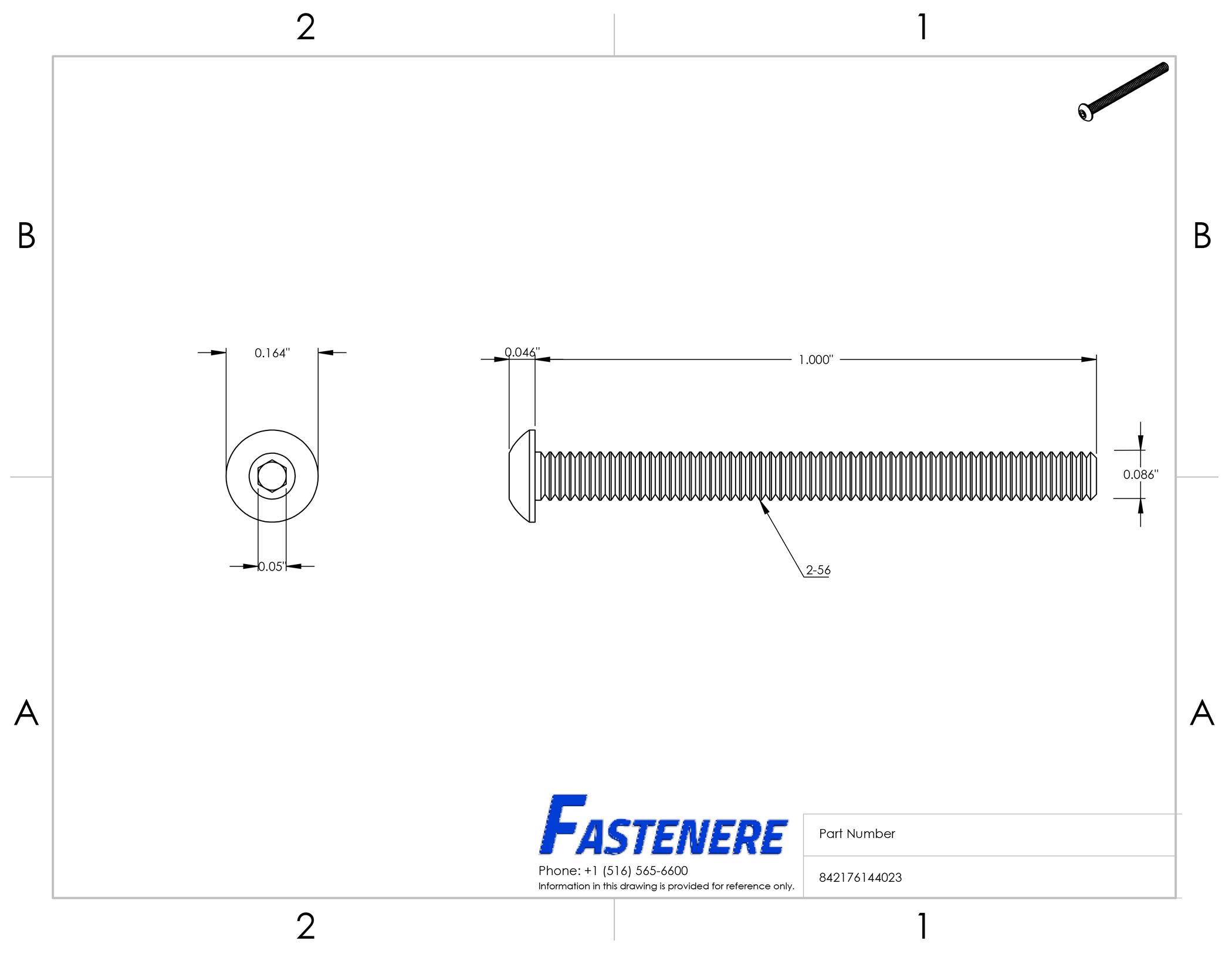 Quantity 100 by Fastenere Full Thread Bright Finish Stainless Steel 18-8 Allen Socket Drive 2-56 x 1/8 Button Head Socket Cap Screws Machine Thread