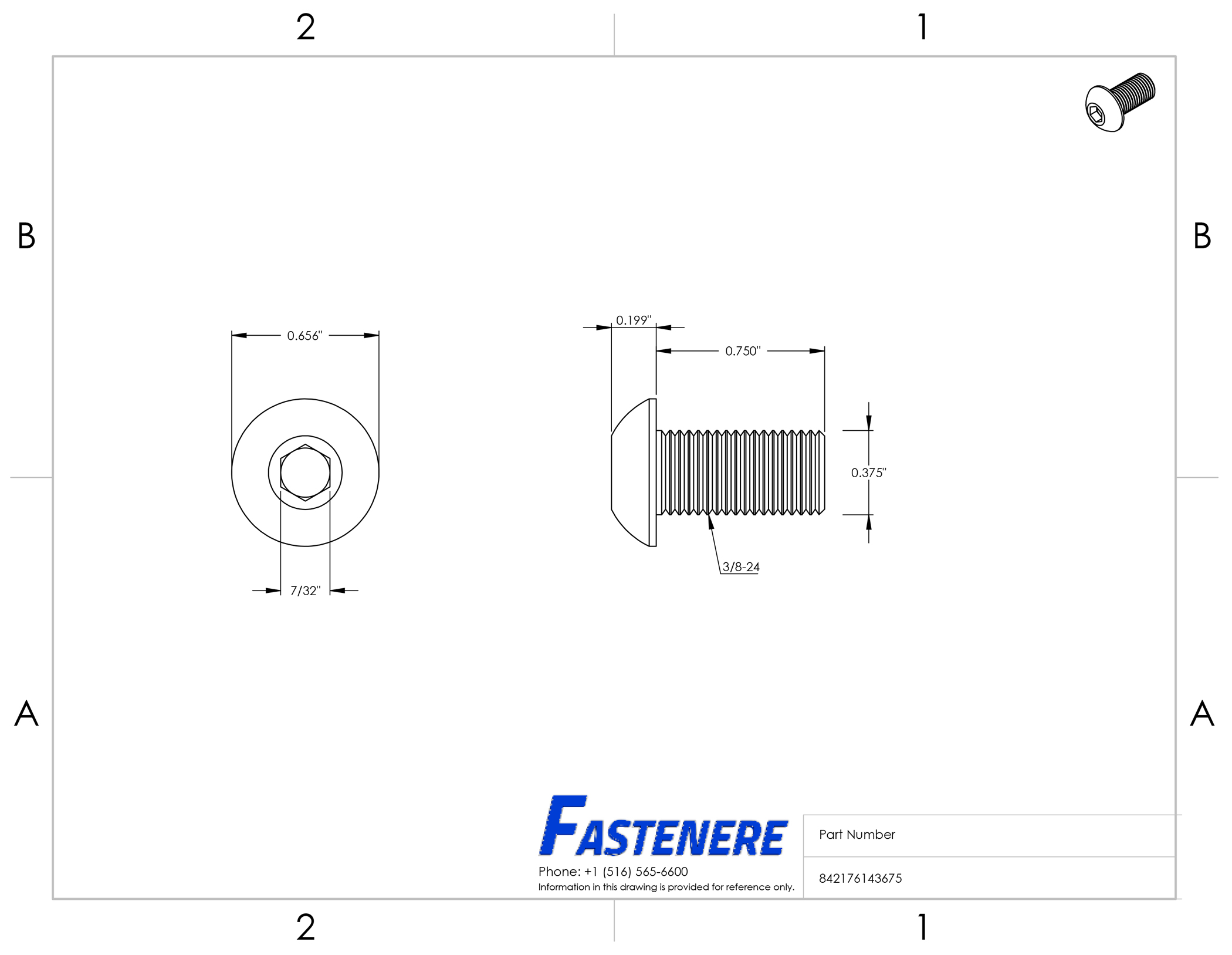 Stainless Steel Button Head Socket Cap Screw 3//8-24 x 3//4 25 each