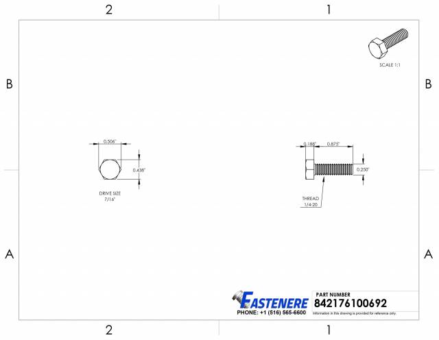 Hex Bolts Tap Stainless Steel Full Thread 5/16"-18 x 7/8" Qty 100 