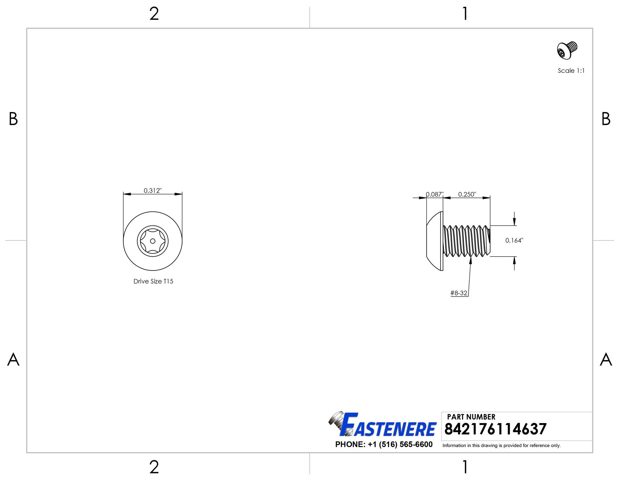 8-32 Torx Button Head Security Machine Screws (from 1/4
