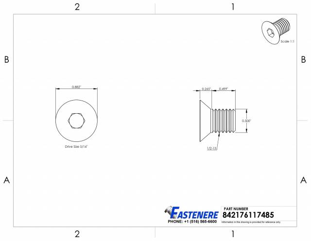 1/2-13 x 3/4" Flat Head Socket Cap Screws Allen Drive Stainless Steel Qty 100 1/2-13 x 3/4" Flat Head Socket Cap Screws Allen Drive Stainless Steel Qty 100