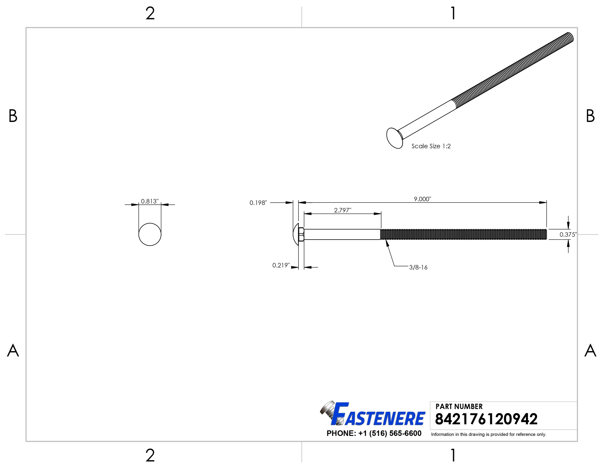 Carriage Bolt 18-8 Stainless Steel #10-24 x 2-1//2 Qty-25