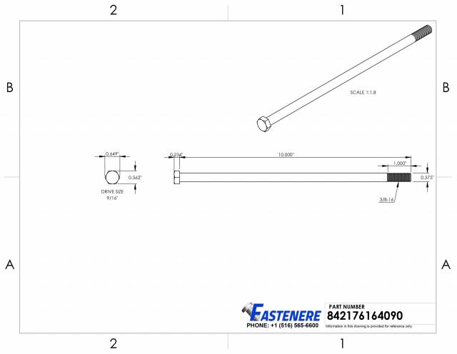 Stainless Steel Hex Cap Screw Bolt Partial Thread 3/8-16 x 3-1/4 25/PCS 