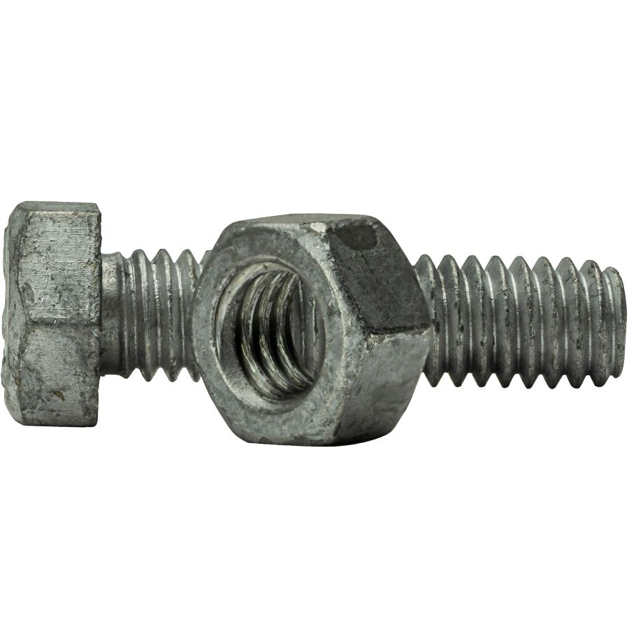 1/2-13X1-1/4 INCH HOT DIPPED GALVANIZED BOLT AND NUT HEX 307A  LOT OF 4 