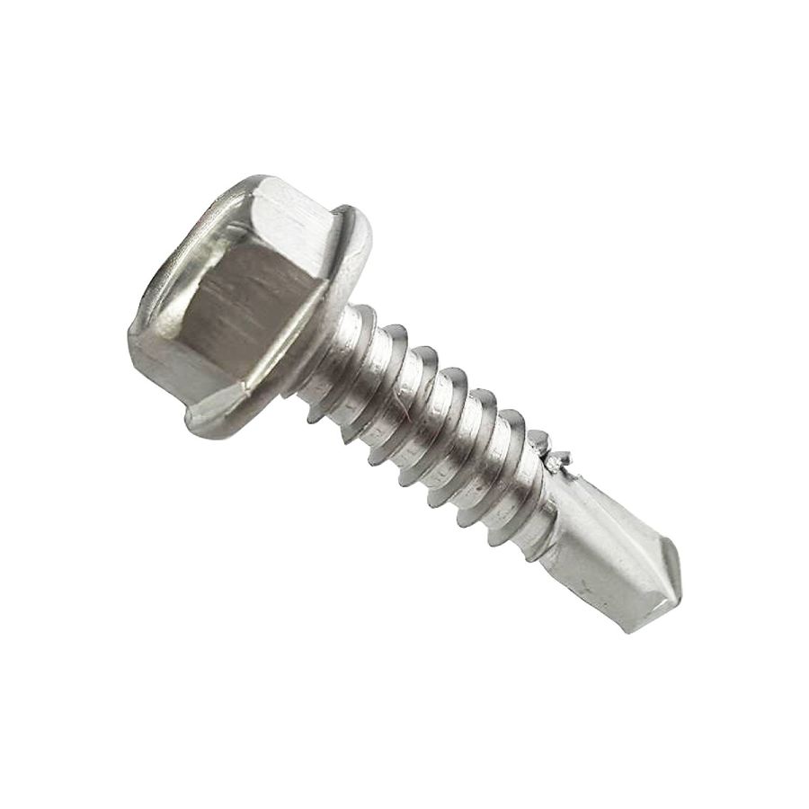 100 Stainless #8 x 3/4" Slotted Hex Washer Head Type A Sheet Metal Screw NH 