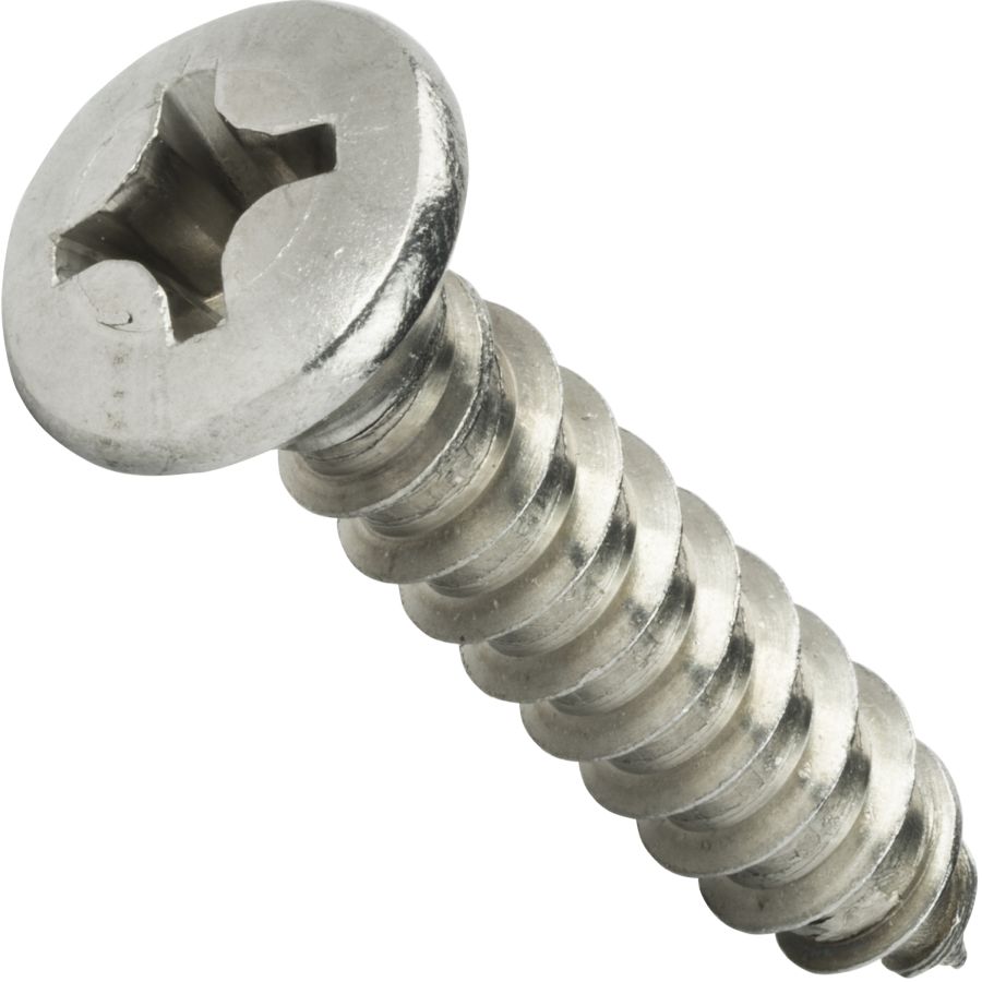 Phillips Oval Head Sheet Metal Screw 316 Stainless Steel #4 x 1" Qty 100 