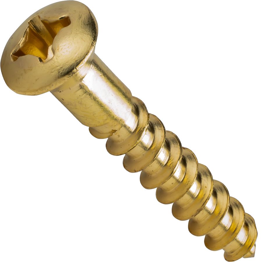 50 Pcs Brass #8 Slotted Round Head Wood Screw x 1.25 Length, 