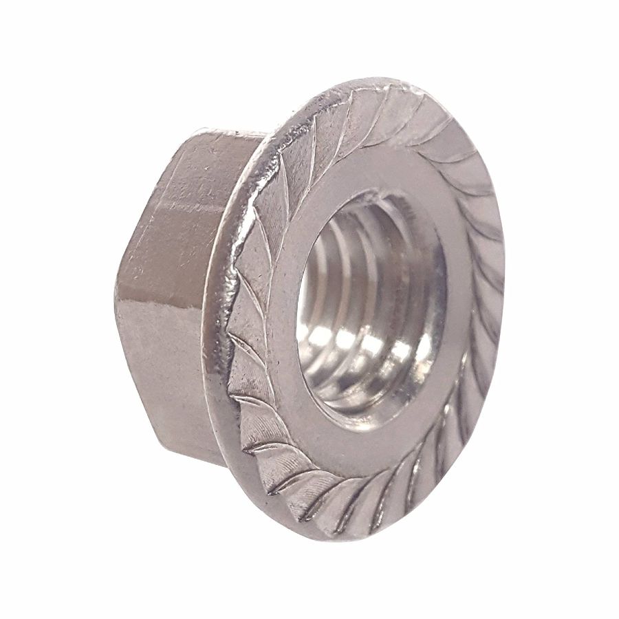 Stainless Steel Hex Flange Nut Serrated UNC #10-24 Qty 100 