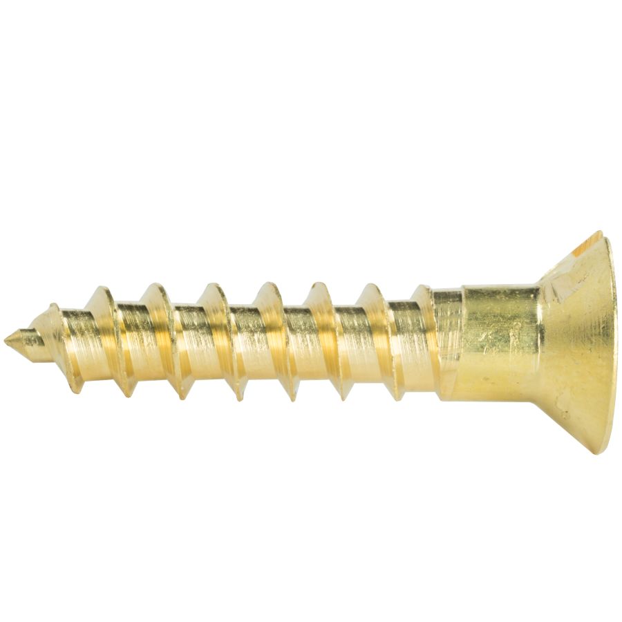 Solid Brass #7 x 1 Flat Head Slotted Wood Screws