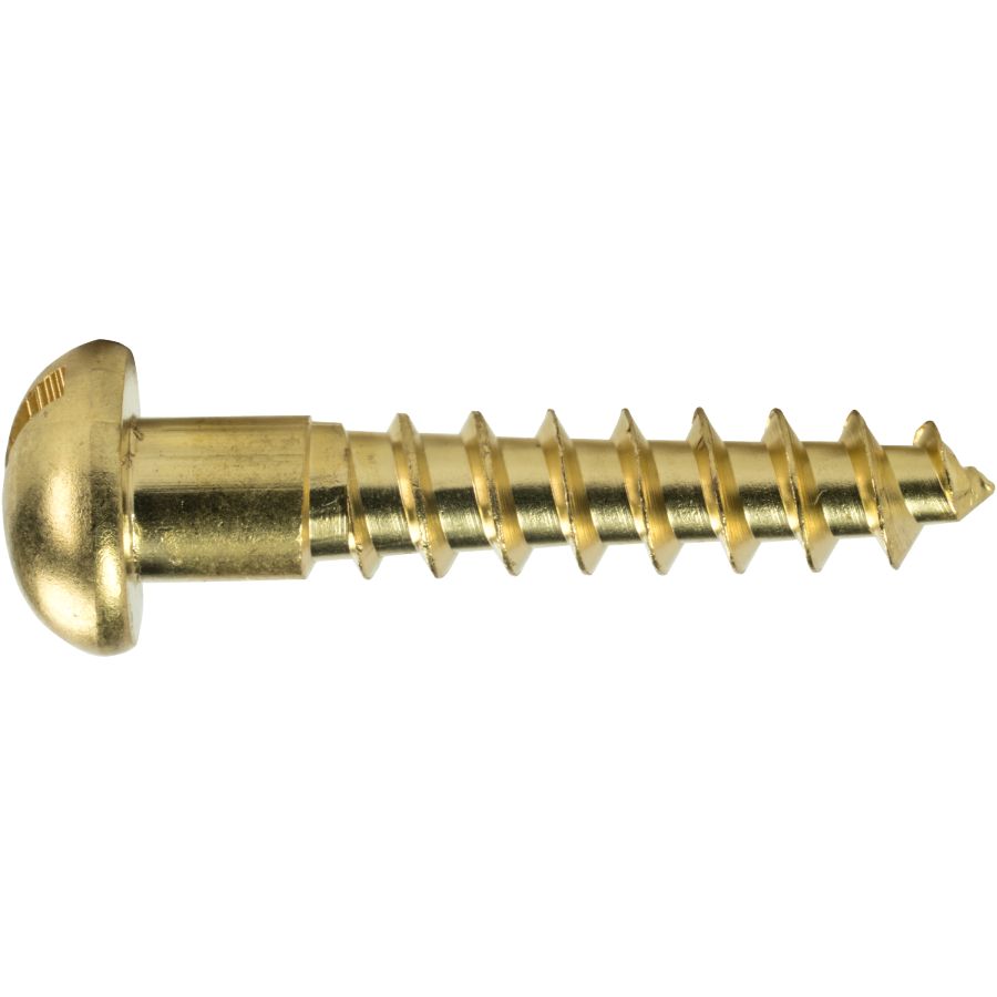 #2 x 3/8" Wood Screw Slotted Round Head Brass 