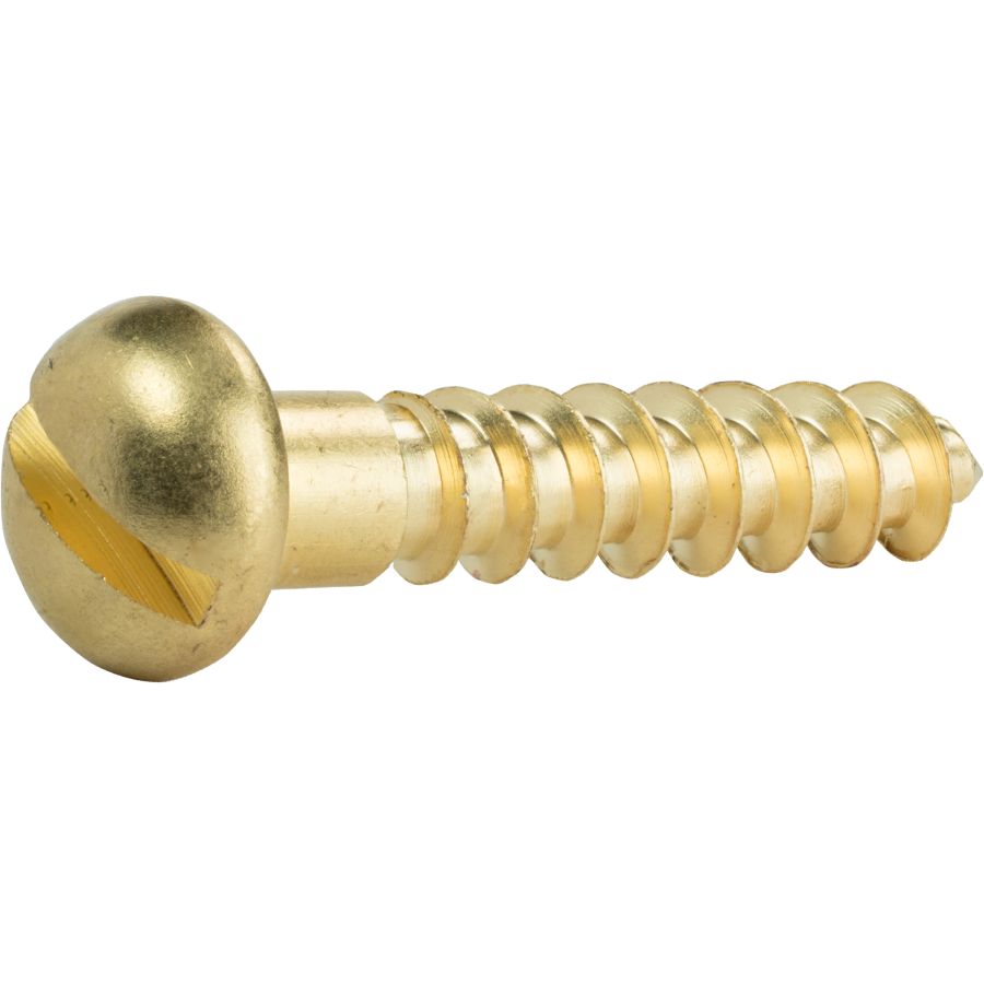 1 1/2 X 10 solid Brass round head Slotted Screws Quantity 25 
