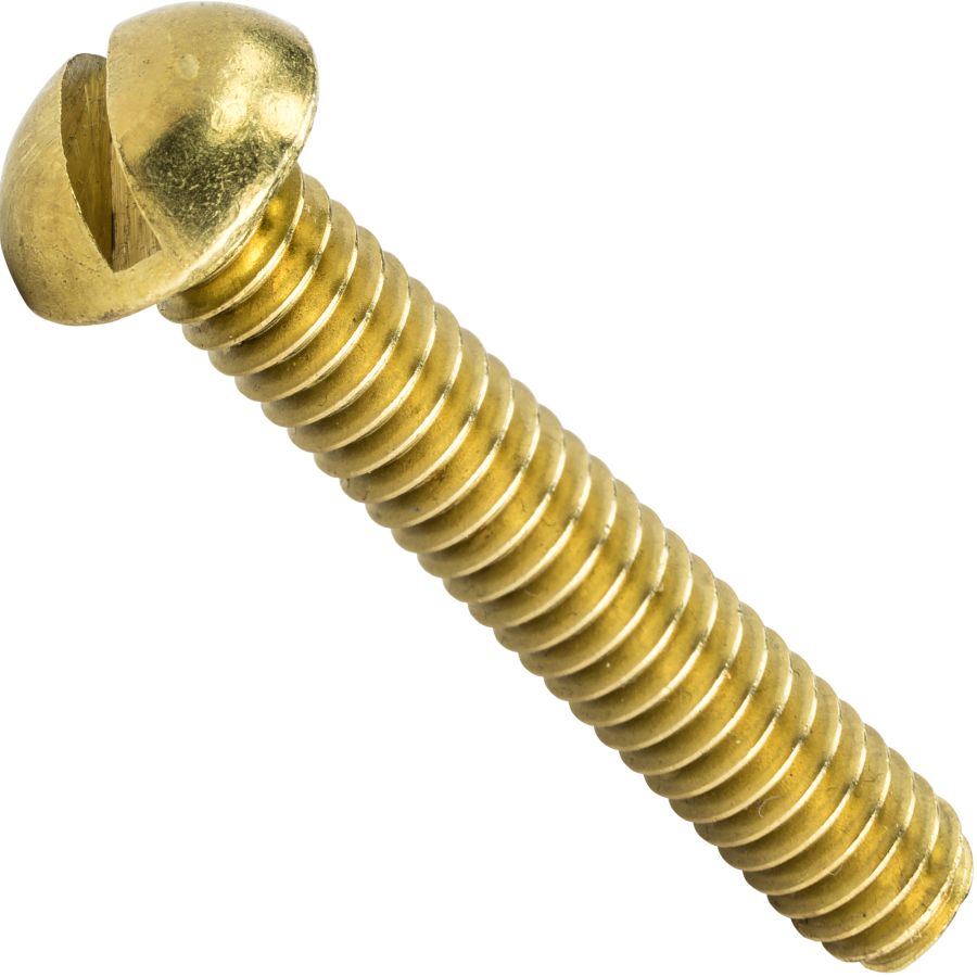 Brass Slotted Round Head Machine Screw 1/4-20 x 1/2" Qty 25 