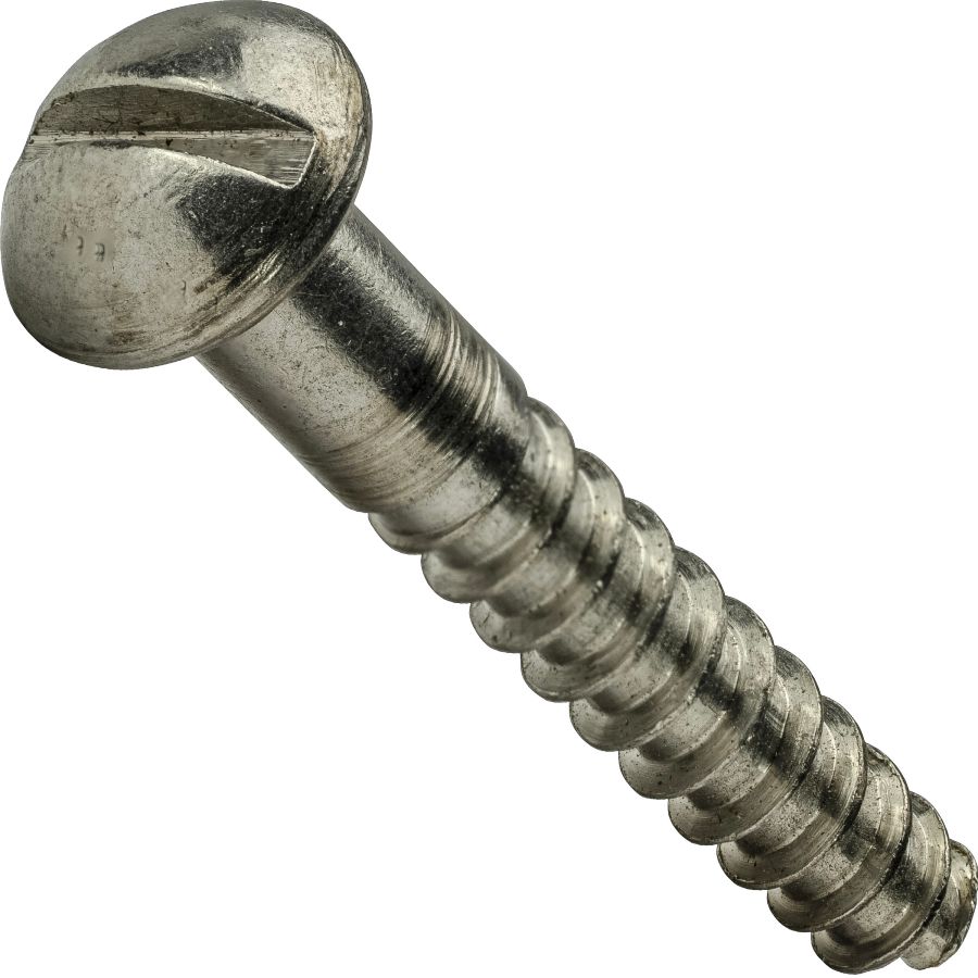 #10 x 1 Round Head Wood Screws Slotted Drive Stainless Steel Quantity 50 