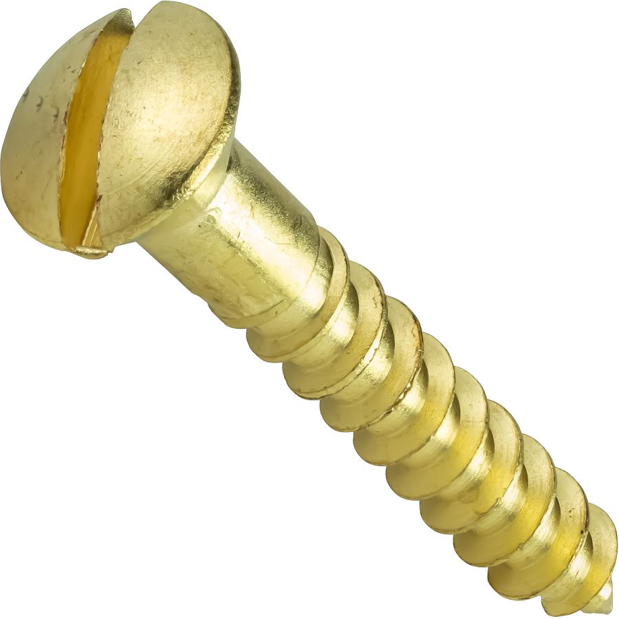 #10x1 Oval Head Slotted Wood Screws Solid Brass 10 